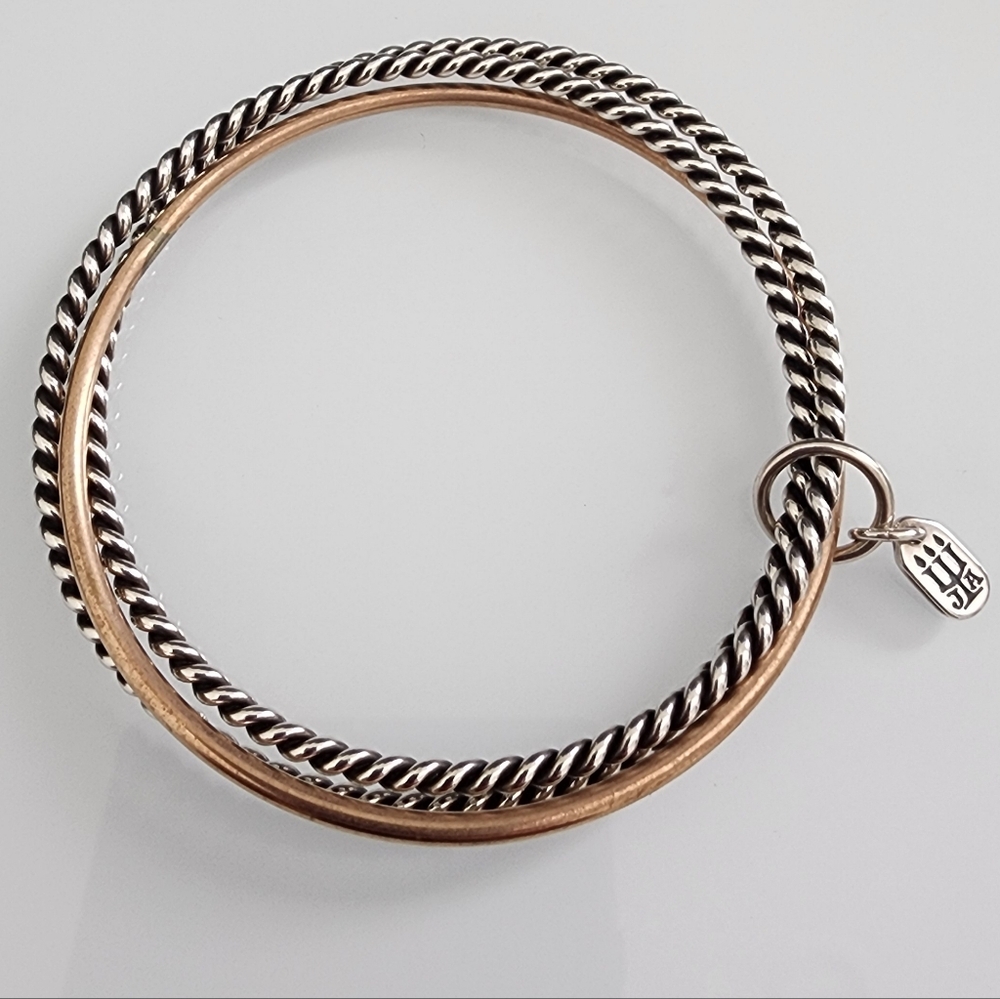 James Avery Retired Silver And Bronze Trio Bangle Bracelet